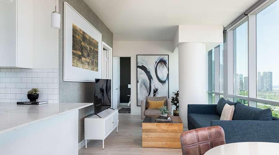 Sentral Michigan Avenue Aparthotel Чикаго Стая снимка Interior of a typical apartment